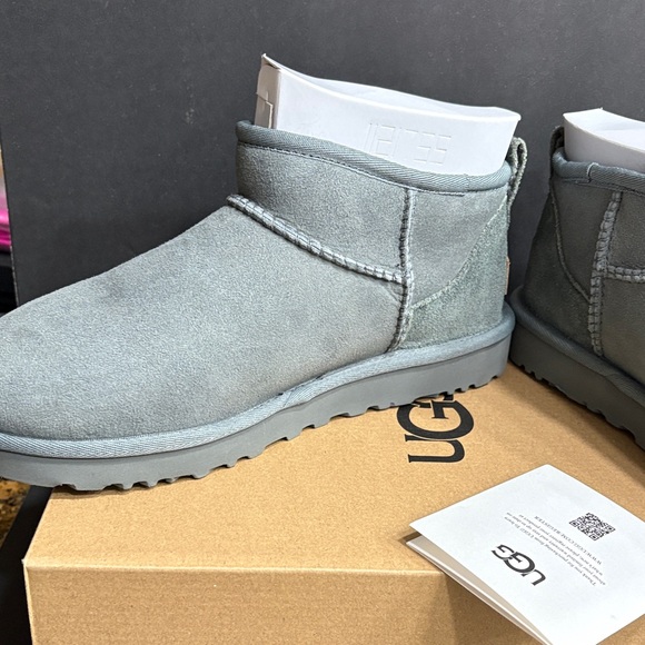 UGG Classic Ultra Mini Gray Boots - Picture 8 of 9
